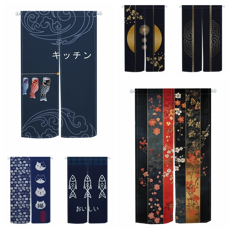 Noren Curtain Doorway - VIKAMA Japanese-Style Cat Pattern Door Curtain