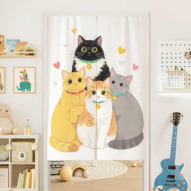 VIKAMA Couple Cats Noren Door  - огляд і ціна Noren Curtain Doorway