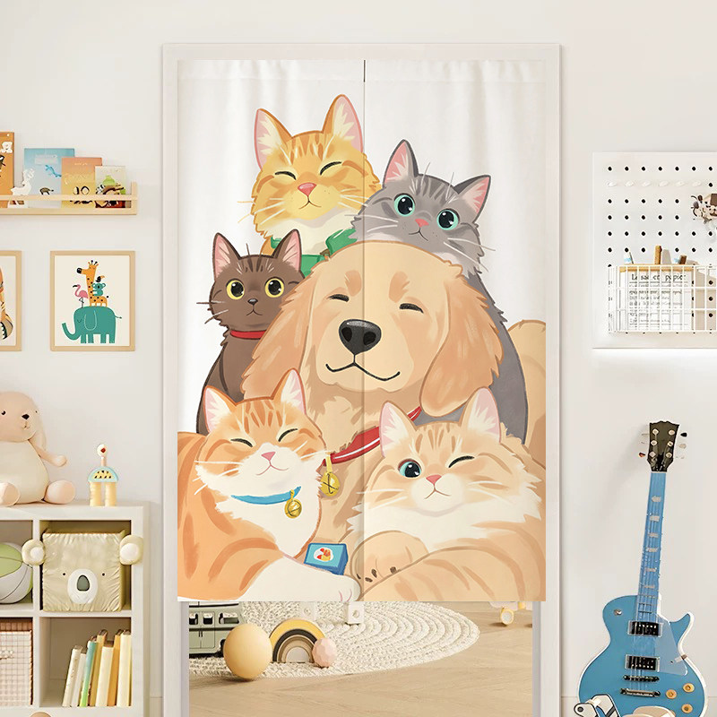 VIKAMA Couple Cats Noren Door  - огляд і ціна Noren Curtain Doorway