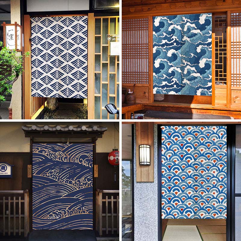 Waves Texture Japanese Noren D - огляд і ціна Noren Curtain Doorway