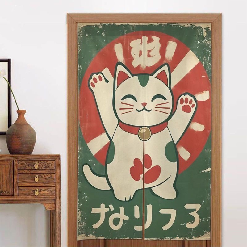 VIKAMA Retro Green Maneki Neko - огляд і ціна Noren Curtain Doorway