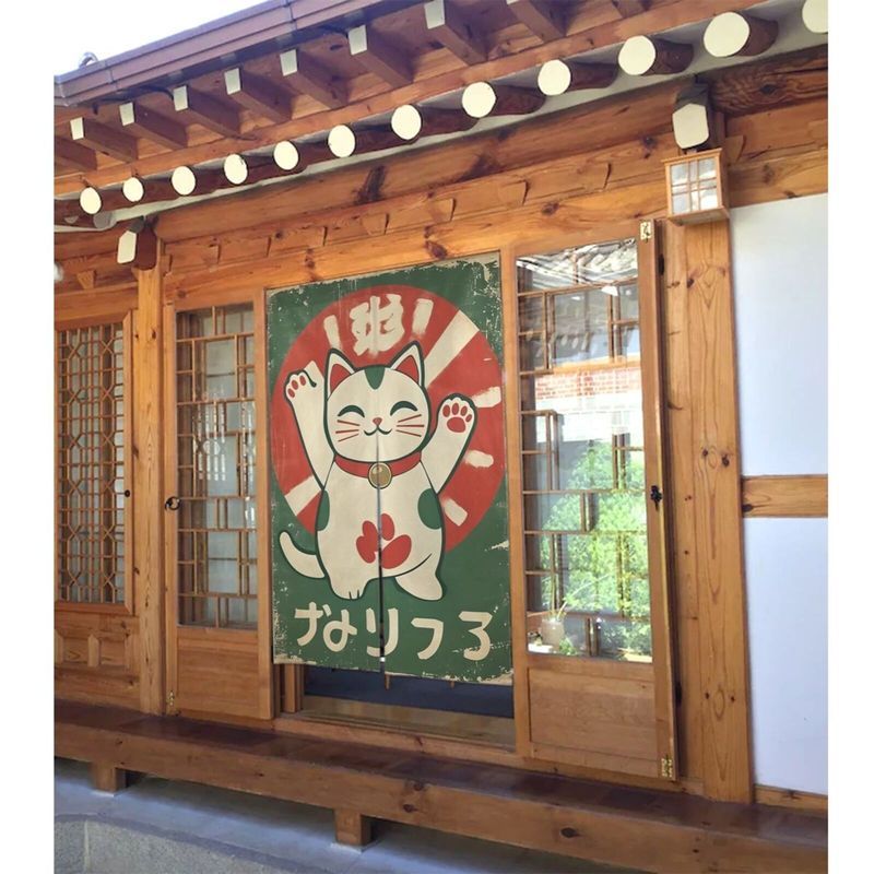 VIKAMA Retro Green Maneki Neko - огляд і ціна Noren Curtain Doorway