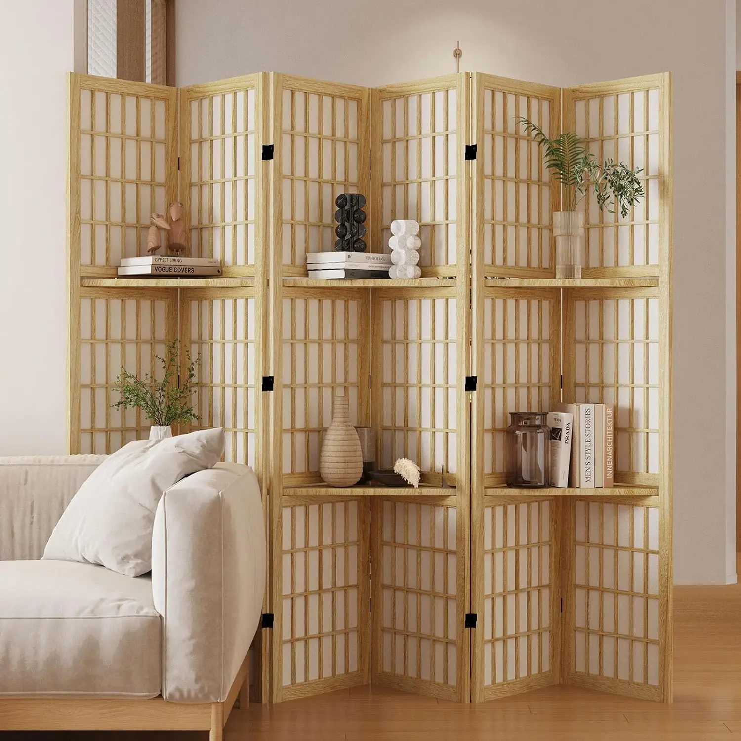 Room Divider with Shelves, 66. - огляд і ціна Shoji Screen Divider